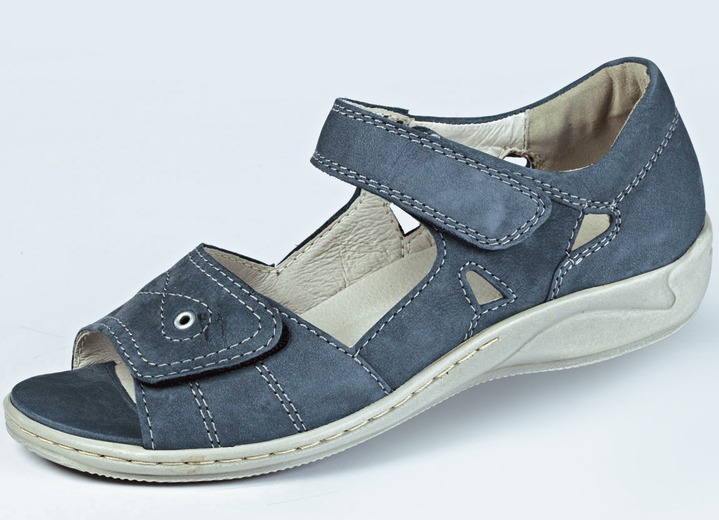 Damen - Waldläufer Sandale mit komfortablem Klettverschluss, in Größe 4 bis 8 1/2, in Farbe JEANSBLAU