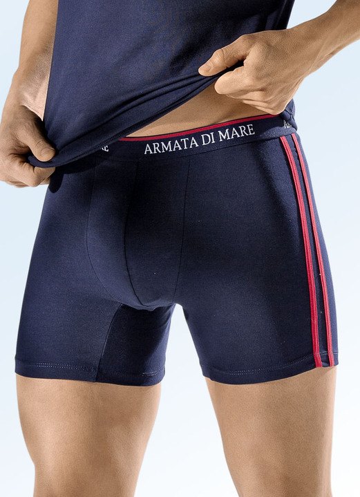 Herren - Viererpack Pants, uni mit Kontraststreifen, in Größe 005 bis 011, in Farbe 2X MARINE-ROT, 2X UNI MARINE Ansicht 1
