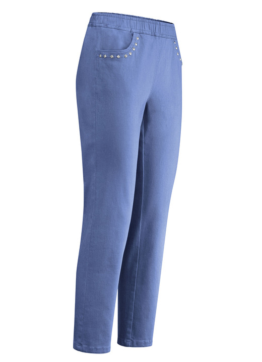 Hosen mit Knopf- und Reissverschluss - Jeans in 7/8-Länge, in Größe 019 bis 058, in Farbe HELLBLAU Ansicht 1