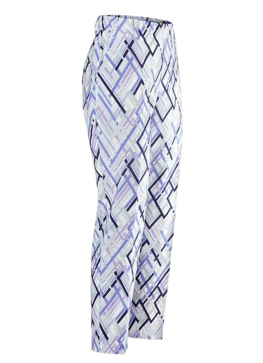 Damen - Hose in 7/8-Länge mit aktueller Dessinierung, in Größe 018 bis 052, in Farbe ECRU-FLIEDER-SALBEI-BLAU Ansicht 1