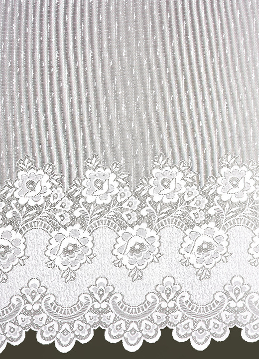 Klassisch - Blumenfenster-Vorhang, gerader Abschluss, in Größe 140 (H120xB300 cm) bis 179 (H175xB450 cm), in Farbe WEISS Ansicht 1