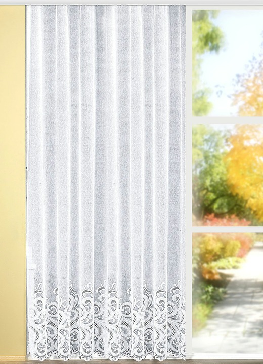 Klassisch - Lang-Vorhang, auch für die Balkontür geeignet, in Größe 217 (H220xB300 cm) bis 301 (H245xB750 cm), in Farbe WEISS Ansicht 1