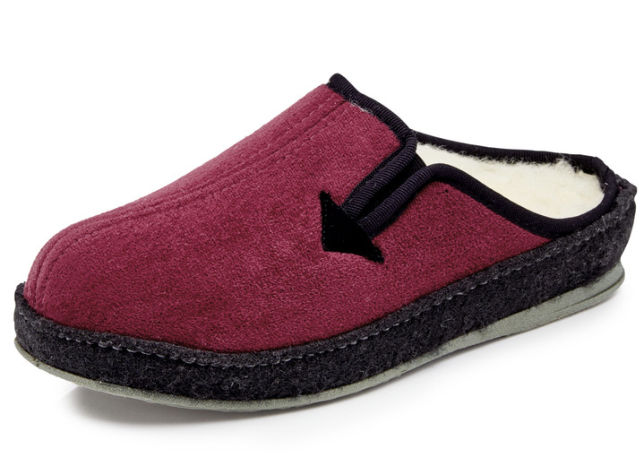 Hausschuhe - Atmungsaktive Damen-Hauschuhe, mit Gummizug, in Größe 036 bis 043, in Farbe BORDEAUX-SCHWARZ Ansicht 1