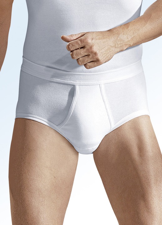 Slips & Unterhosen - Hermko Viererpack Slips aus Feinripp, in Größe 005 bis 013, in Farbe WEISS Ansicht 1