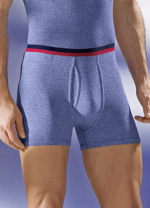 Winter- & Funktionswäsche - Permatherm, Zweierpack Unterhosen, kurz, Winterwäsche, in Größe 004 bis 009, in Farbe 1X JEANSBLAU MELIERT, 1X ANTHRAZIT MELIERT Ansicht 1