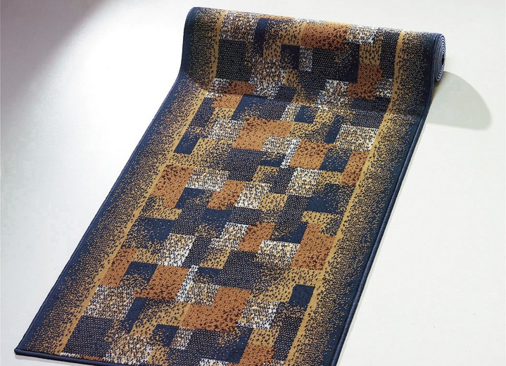Teppiche - Velours-Läufer nach Mass, in Größe 101 (60 cm breit) bis 106 (100 cm breit), in Farbe BLAU Ansicht 1