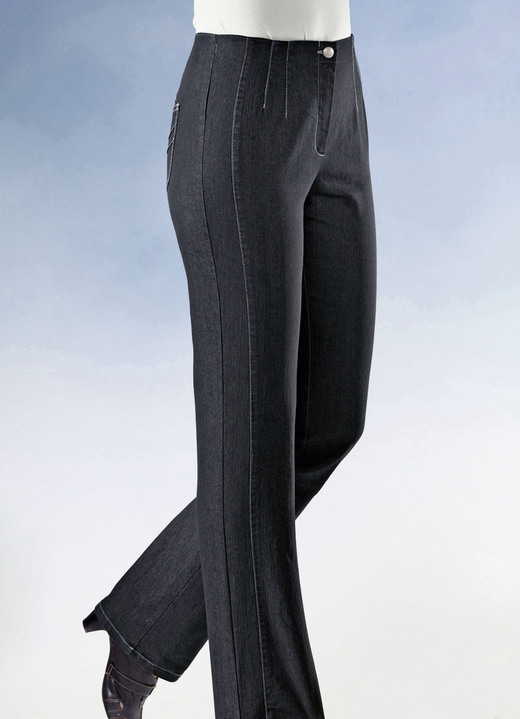 Hosen mit Knopf- und Reissverschluss - Jeans mit figurgünstiger Teilungsnaht , in Größe 019 bis 096, in Farbe SCHWARZ Ansicht 1