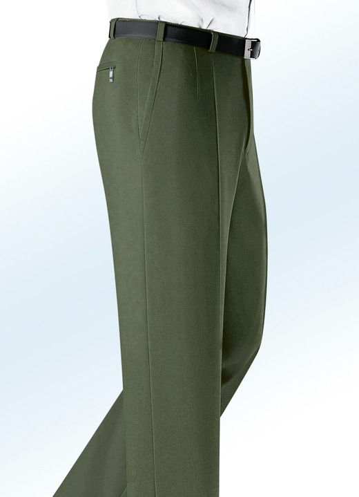 Hosen - «Klaus Modelle»-Hose mit Seitentaschen in 5 Farben, in Größe 024 bis 110, in Farbe OLIV