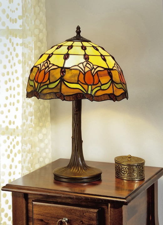 Lampen - Tiffany-Lampe, 1-flammig, in verschiedenen Ausführungen, in Farbe BUNT, in Ausführung Tischleuchte