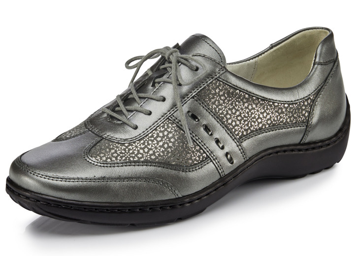 Slipper & Schnürschuhe - Waldläufer, bequeme Damen-Schnürschuhe, Weite H, mit herausnehmbarem Fussbett, in Größe 4 bis 8 1/2, in Farbe ALTSILBER Ansicht 1