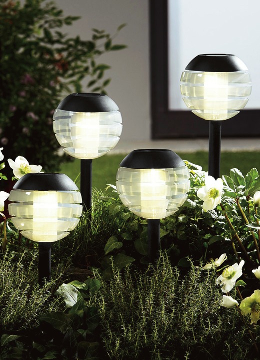 - Solarleuchte, 4er-Set, mit Softone-LED, in Farbe SCHWARZ