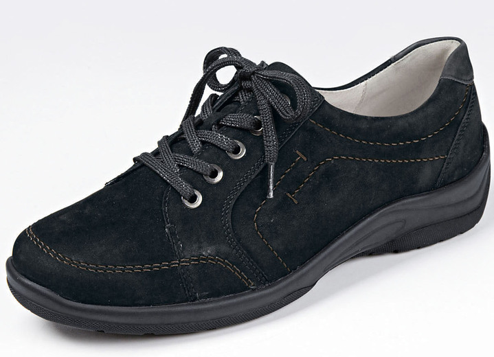 Slipper & Schnürschuhe - Waldläufer, bequeme Damen-Schnürschuhe, Weite H, mit herausnehmbarem Fussbett, in Größe 3 1/2 bis 8, in Farbe SCHWARZ Ansicht 1