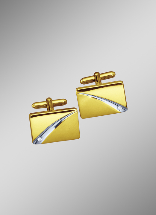 Accessoires - Manschettenknöpfe mit Weissgoldrille, in Farbe