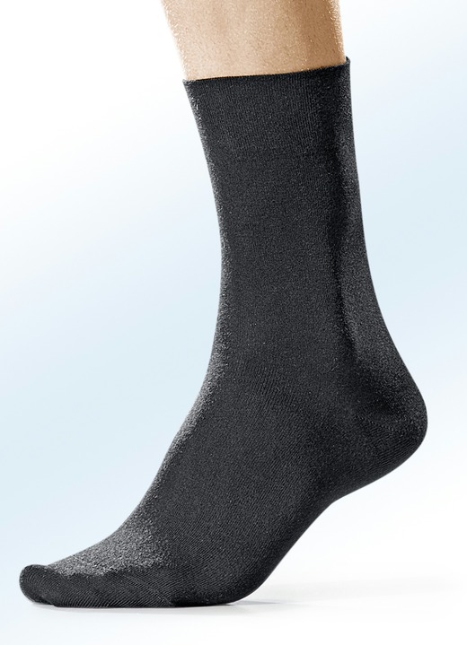 Strümpfe - Rogo easy leg Viererpack Socken, uni bunt, in Größe Gr. 1 (Schuhgr. 39-42) bis Gr. 3 (Schuhgr. 47,48), in Farbe 4X SCHWARZ Ansicht 1