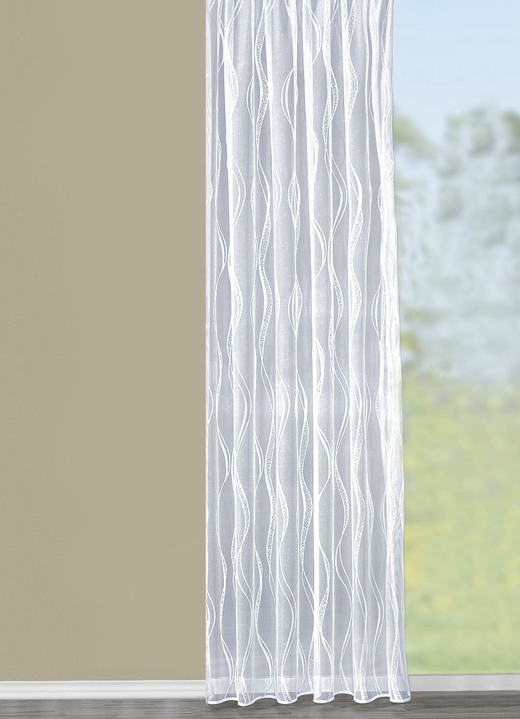Modern - Vorhang Welle mit Bleibandabschluss, in Größe 136 (H100xB300 cm) bis 283 (H245xB300 cm), in Farbe WEISS Ansicht 1