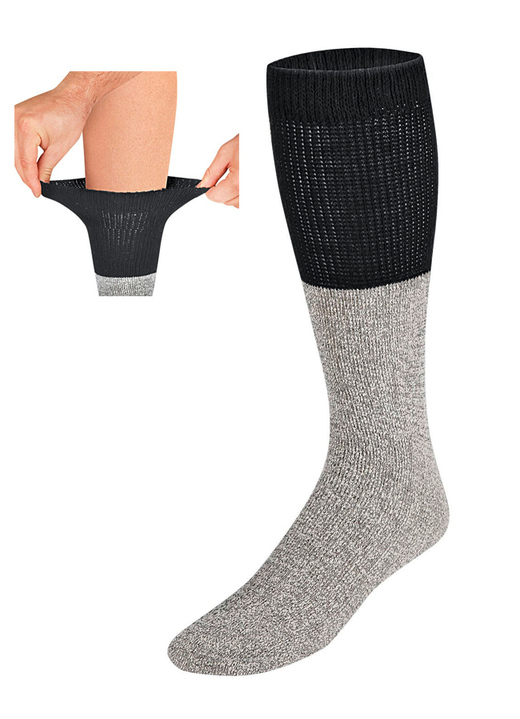 Strümpfe & Strumpfhosen - Dreierpack Thermo-Kniestrümpfe, in Größe 001 (38-42) bis 002 (41-45), in Farbe GRAU/SCHWARZ Ansicht 1
