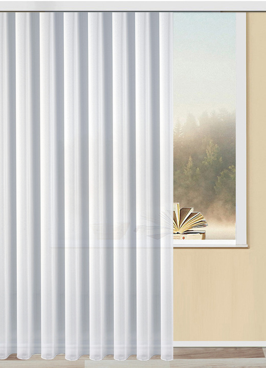 - Store mit Faltenband 1:2,5 und Bleibandabschluss., in Größe 160 (H145xB300 cm) bis 257 (H240xB600 cm), in Farbe WEISS Ansicht 1