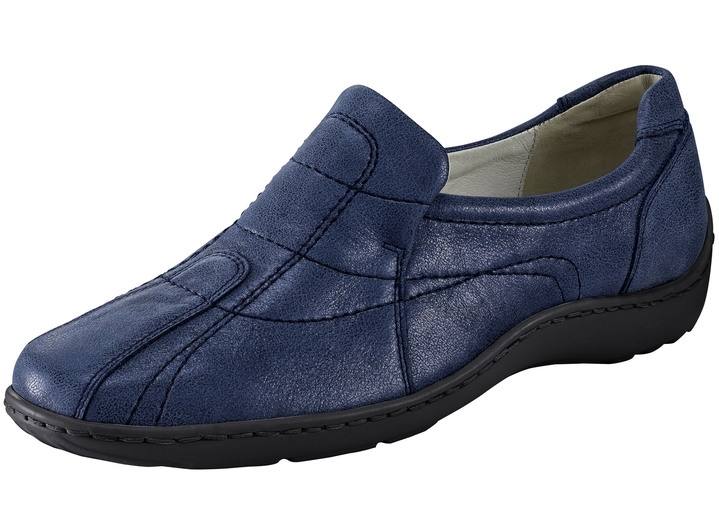 Damen - Waldläufer, bequeme Damen-Slipper, Weite H, mit herausnehmbarem Fussbett, in Größe 4 bis 8 1/2, in Farbe STAHLBLAU Ansicht 1