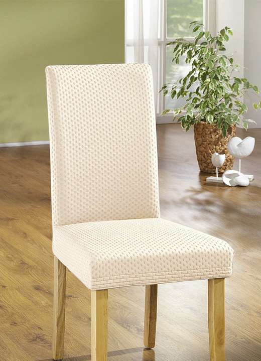 Sessel- & Sofaüberwürfe - Stretch-Stuhlbezug in toller Qualität, in Farbe CREME Ansicht 1