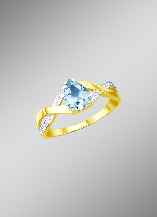 Schmuck & Uhren - Damenring mit echt Blautopas und Brillanten, in Größe 160 bis 220, in Farbe