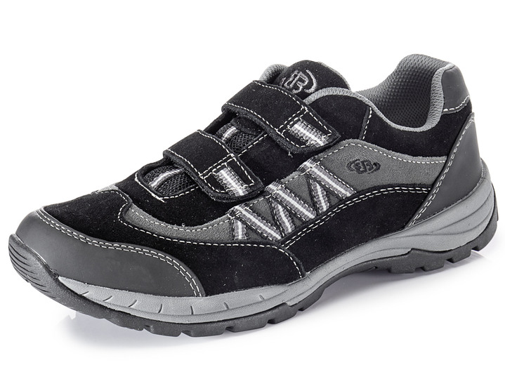 Slipper & Schnürschuhe - Sportliche Herren-Slipper, mit herausnehmbarem Fussbett, in Größe 040 bis 046, in Farbe SCHWARZ-GRAU Ansicht 1
