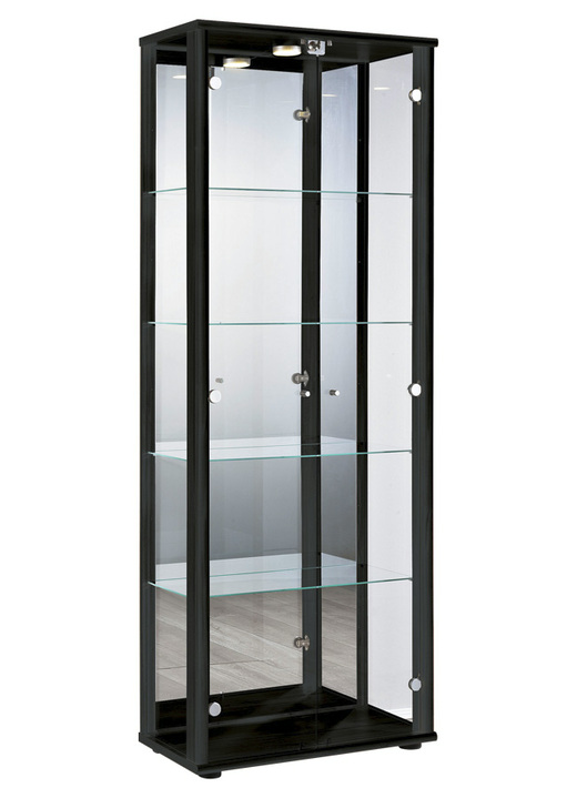 Möbel - Vitrine, 2-türig, mit LED-Beleuchtung, in Farbe SCHWARZ Ansicht 1