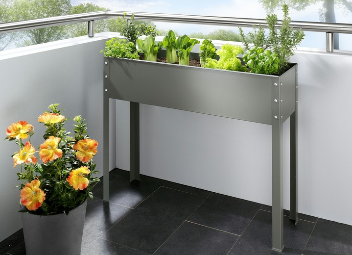 Blumentöpfe & Pflanzgefässe - Metallhochbeet aus verzinktem und pulverbeschichtetem Stahl, in Farbe GRAU, in Ausführung Metallhochbeet, breit
