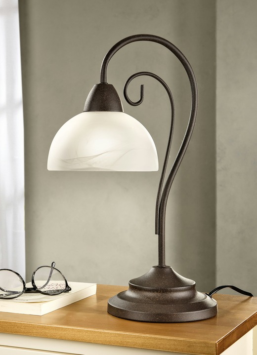 Lampen - Tischlampe mit Gestell aus antik rostfarbenem Metall, in Farbe ROST