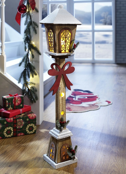 Weihnachten - Beleuchtete Laterne mit Fuss, in Farbe BRAUN