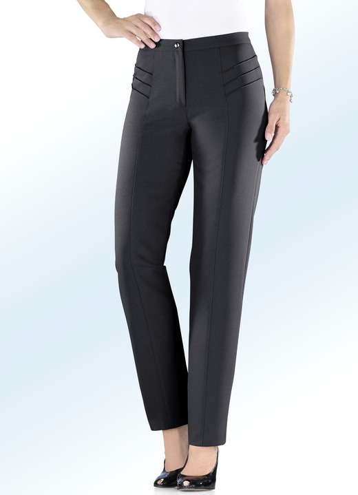 Hosen - Hose mit hübscher Biesenzier, in Größe 018 bis 245, in Farbe SCHWARZ Ansicht 1
