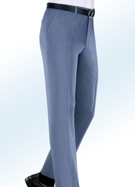 Hosen - «Klaus Modelle»-Hose mit Dehnbundeinsätzen in 2 Farben, in Größe 026 bis 060, in Farbe RAUCHBLAU MELIERT Ansicht 1