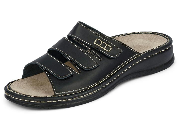 Sandalen & Pantoletten - Mubb, bequeme Herren-Pantoletten, Weite H, mit herausnehmbarem Fussbett, in Größe 040 bis 046, in Farbe SCHWARZ Ansicht 1