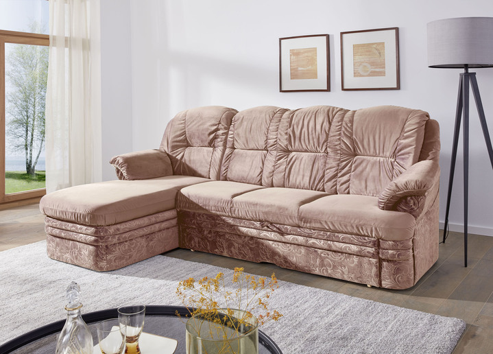 Bettsofas - Polstermöbel mit Bettfunktion und Bettkasten, in Farbe BEIGE, in Ausführung Polsterecke, 252x155 cm Ansicht 1