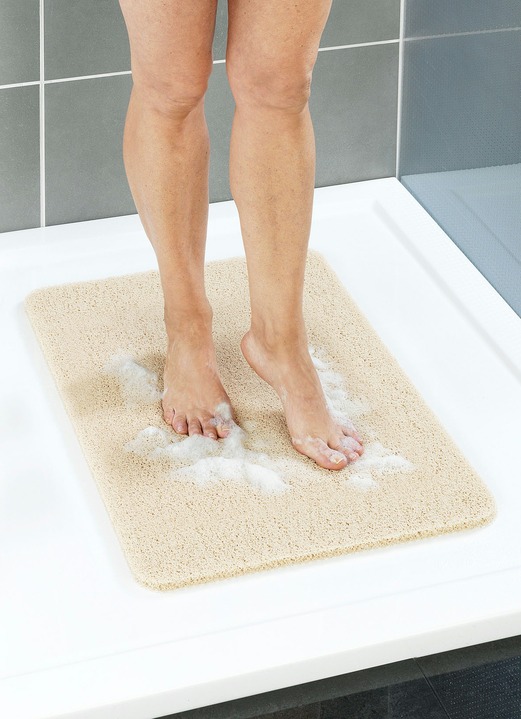 Massage - Wellness Fussmatte: Füsse waschen – ohne Bücken, in Farbe BEIGE, in Ausführung Maße:ca. 40x60 cm Ansicht 1
