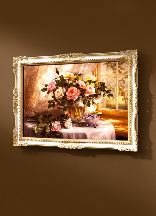 Bilder - Bild mit Rosenstrauss, in Farbe WEISS-GOLD