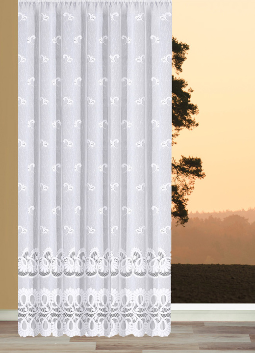 Klassisch - Herrlicher Langvorhang mit Automatikfaltenband, in Größe 236 (H225xB300 cm) bis 298 (H245xB600 cm), in Farbe WEISS Ansicht 1