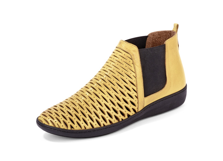 - Gemini Schlupf-Stiefelette mit luftiger Zierlochung, in Größe 036 bis 042, in Farbe MAISGELB