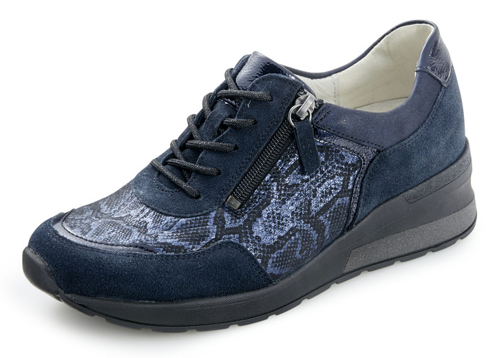 Slipper & Schnürschuhe - Waldläufer, bequeme Damen-Schnürschuhe, Weite H, mit herausnehmbarem Fussbett, in Größe 4 1/2 bis 9, in Farbe DUNKELBLAU Ansicht 1