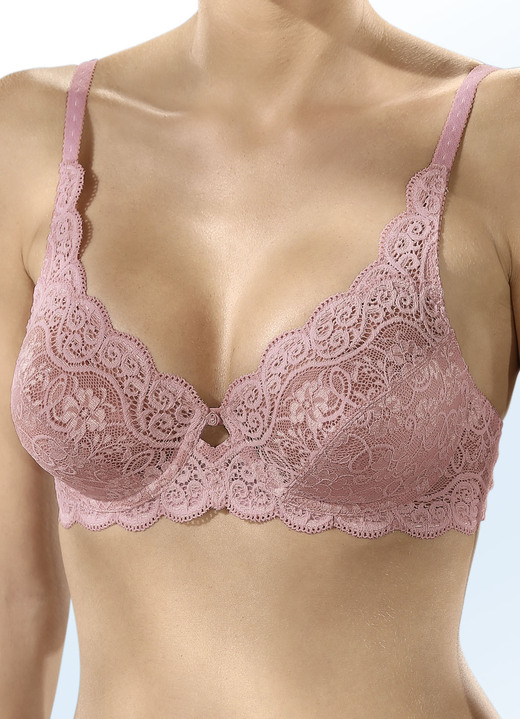 Damenunterwäsche -  Triumph Amourette Bügel-BH mit Elastikspitze, in Größe 075 bis 100, in Cup D, in Farbe ALTROSA