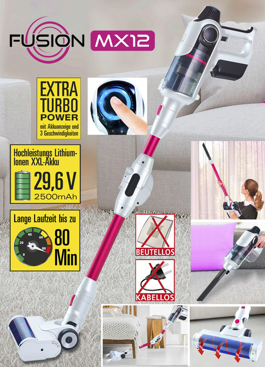 - 2-in-1 Akku Hand- und Bodenstaubsauger Fusion MX 12, in Farbe MAGENTA Ansicht 1
