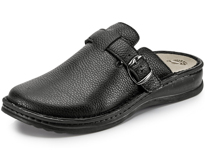 Hausschuhe - Mubb, bequeme Herren-Clogs, Weite H, mit herausnehmbarem Fussbett, in Größe 040 bis 046, in Farbe SCHWARZ Ansicht 1