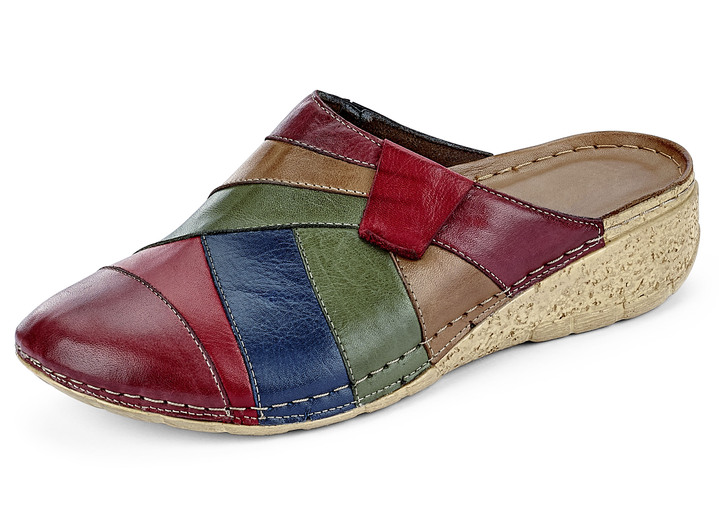 Sandaletten & Pantoletten - Gemini Clog aus schattiertem Rind-Nappaleder, in Größe 036 bis 042, in Farbe BORDEAUX-MULTICOLOR