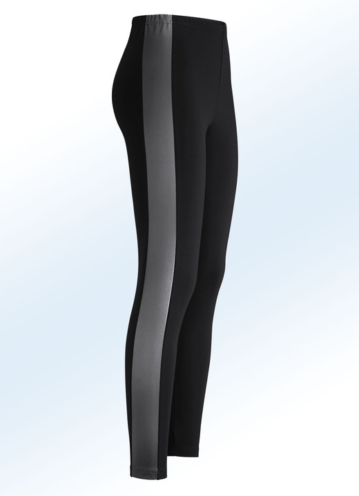 Hosen - Leggings im interresanten Materialmix, in Größe 018 bis 092, in Farbe SCHWARZ Ansicht 1