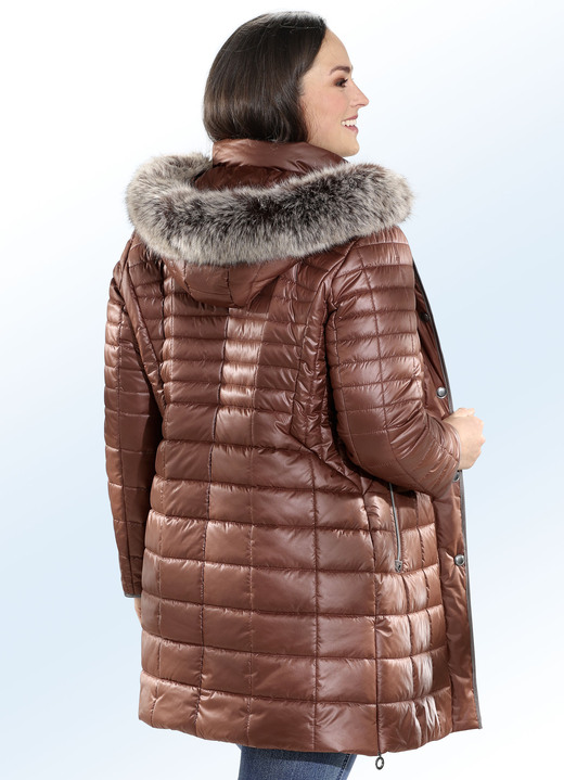 Jacken & Mäntel - Kurzmantel mit Akzenten aus Nappaleder-Imitat Jacken & Mäntel - Kurzmantel mit Akzenten aus Nappaleder-Imitat, in Größe 040 bis 060, in Farbe KASTANIE