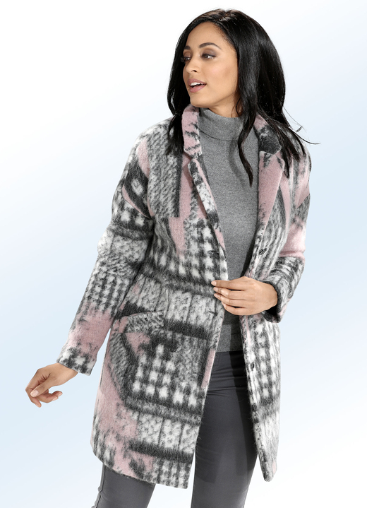 - Longjacke mit dekorativem Allover-Dessin, in Größe 018 bis 052, in Farbe ROSÉ-GRAU-ECRU