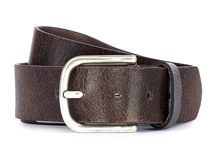 Accessoires - Klassischer Herren-Gürtel, aus Leder, 4 cm breit, in Größe 090 bis 120, in Farbe DUNKELBRAUN Ansicht 1