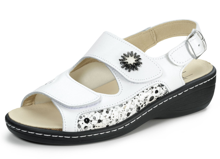Sandaletten & Pantoletten - ELENA EDEN Sandale mit herausnehmbarem Leder-Kork-Fussbett, in Größe 036 bis 042, in Farbe WEISS Ansicht 1