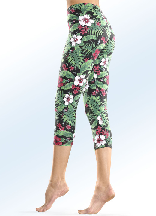 Leggings - Zweierpack Leggings in 7/8 Länge, in Größe 040 bis 050, in Farbe 1X SCHWARZ-ROT-GRÜN, 1X SCHWARZ