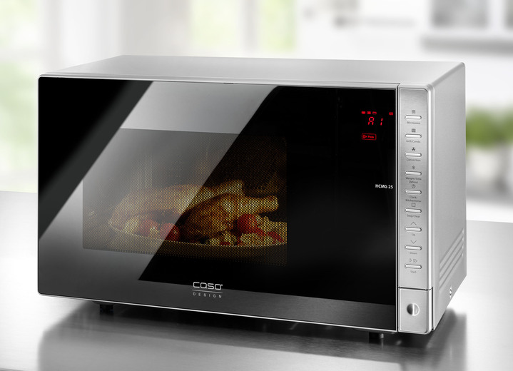 Küchengeräte - Caso Mikrowelle HCMG25 mit Heissluft-Technologie, in Farbe SCHWARZ-EDELSTAHL