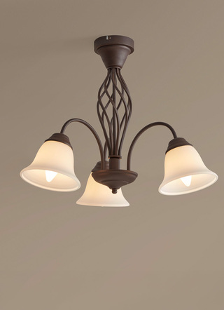 Lampenserie aus Metall mit Glasschirmen